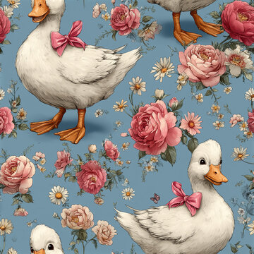 Seamless pattern of goose cartoon