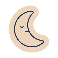 Cute crescent moon with closed eyes © dela