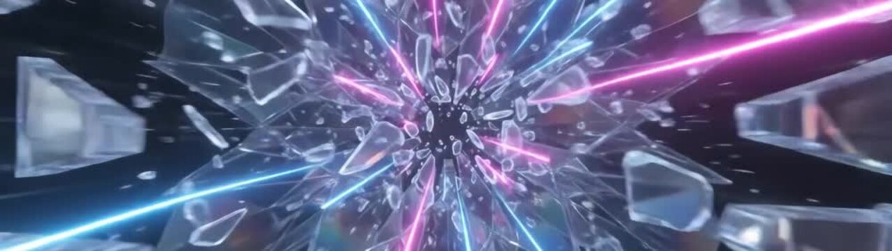 Kaleidoscope effect with iridescent light reflections abstract crystal pattern holographic background.