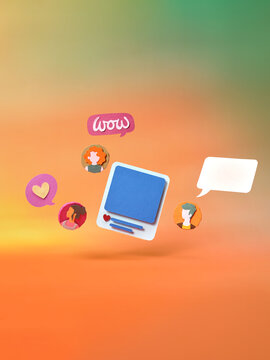 Paper Cutout Social Media Post Concept with Avatars and Interactions