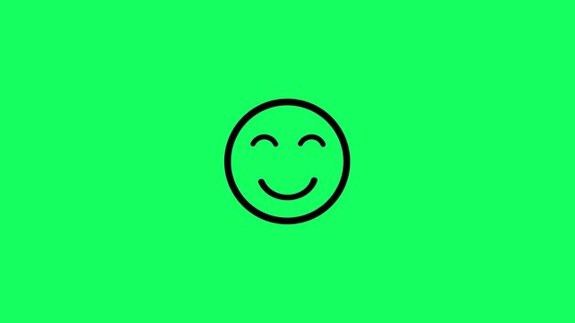 Smile faces happy emoji icon animation on green background. Happy smile cartoon face animation. Smileys user experience icon animation with alpha channel