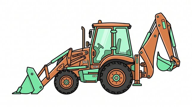 Backhoe loader tractor vector illustration on white background