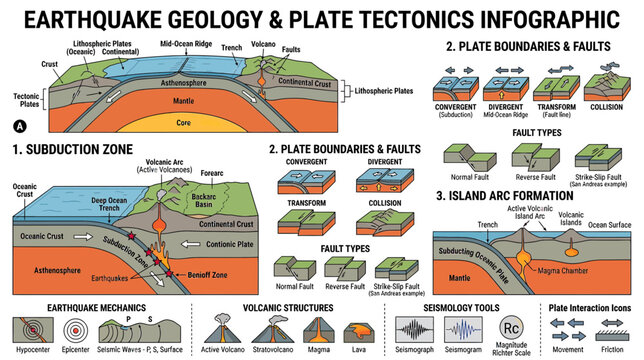 Earthquake Geology and Plate Tectonics Infographic