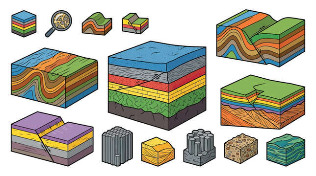 Geological Formations and Structures Isometric Illustrations