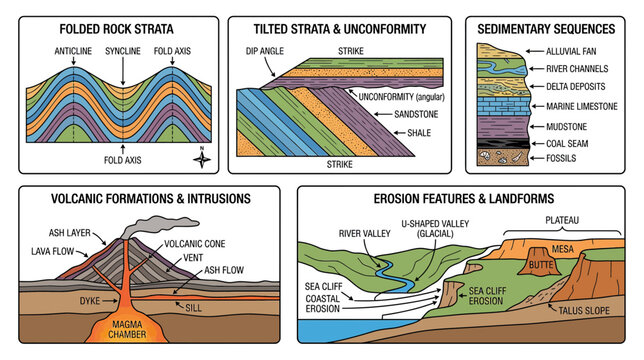 Geological Formations and Processes Diagram