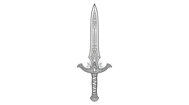Ornate Medieval Sword Isolated Transparent Background