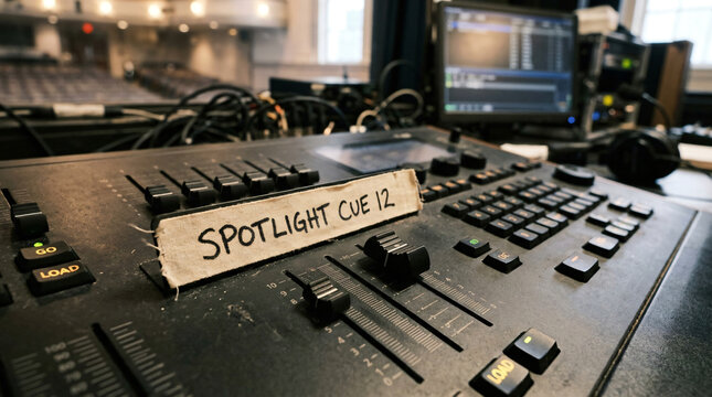 Professional Theater Lighting Control Console with Spotlight Cue Label