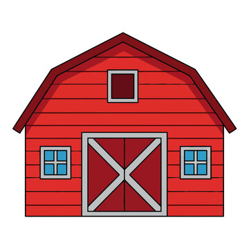 Classic red barn farm illustration
