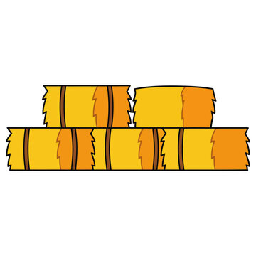 Golden hay bales stacked neatly