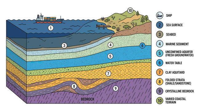 Geological Cross-Section of Coastal Aquifer System