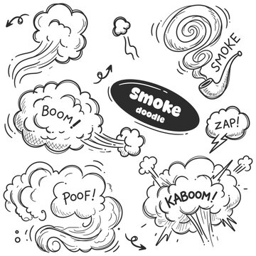 Smoke and Explosion Doodle Elements Set