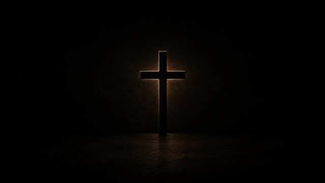 Glowing Cross Shining in the Darkness
