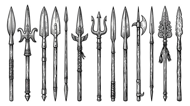 Collection of Vintage Spear and Polearm Weapons