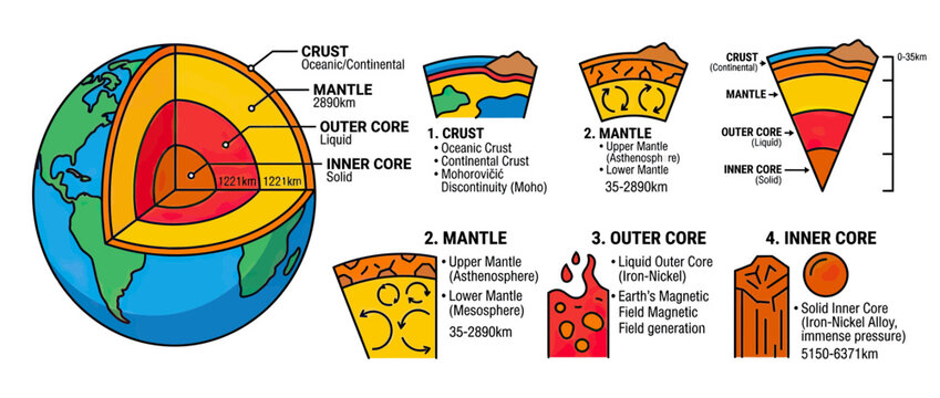 Earth's Inner Structure Layers Diagram