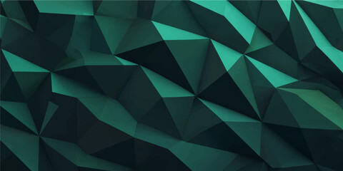 Obraz premium Abstract dark teal green 3d geometric low poly background with triangular faceted mesh pattern