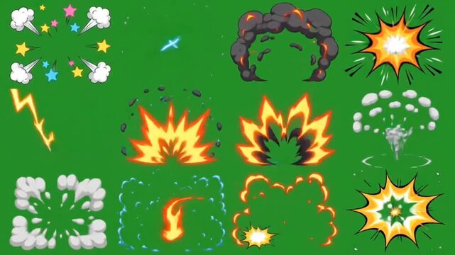 Dynamic Cartoon Effects Motion Graphics Pack Green Screen 33 FX
