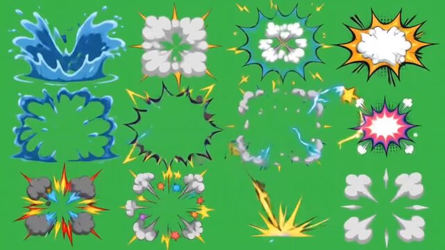 Dynamic Cartoon Effects Motion Graphics Pack 01 Alpha Channel 33 FX