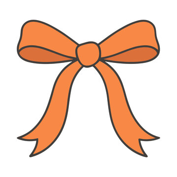 Orange bow tie isolated on transparent background