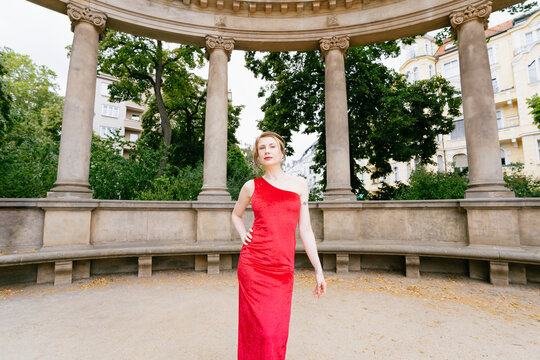 Elegant Woman Red Dress Berlin