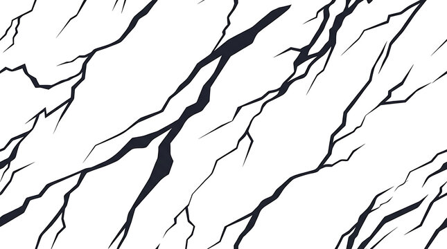Minimalist seamless black marble vein texture with abstract cracked line patterns on white background