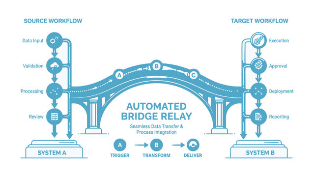 Automated Bridge Relay Diagram: A conceptual illustration of an automated bridge relay system.