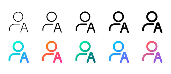Naklejka na ściany i meble User accessibility icon set with 10 variations in outline and gradient color styles, ideal for accessible design, inclusion, and user support designs. Web app icons. vector illustration