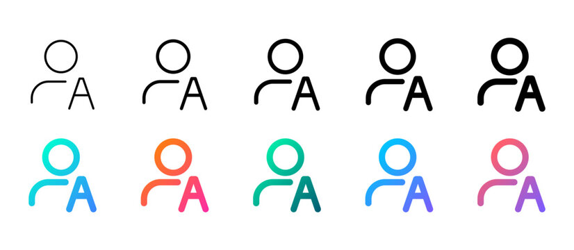 User accessibility icon set with 10 variations in outline and gradient color styles, ideal for accessible design, inclusion, and user support designs. Web app icons. vector illustration