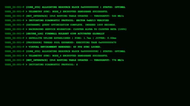 Network server security satellite uplink data terminal screen.