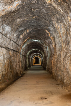 Originally built as a narrow-guage railway tunnel in 1947 the 650m tunnel beneath the village of Arnedillo is part of the Via Verde de Cidacos and connects the nearby thermal pools to the village