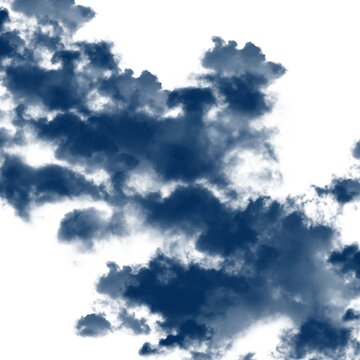 Deep navy blue moonlight clouds isolated on transparent background for design overlays