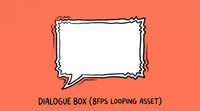 Hand drawn speech bubble with shaky animation effect on a flat vibrant orange background color surface