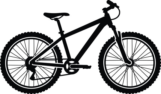Mountain bike silhouette vector illustration black offroad bicycle graphic icon isolated on white background emblem