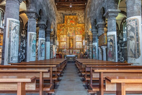 Interior of Santa Maria del Regno church in Ardara. Sardinia, Italy