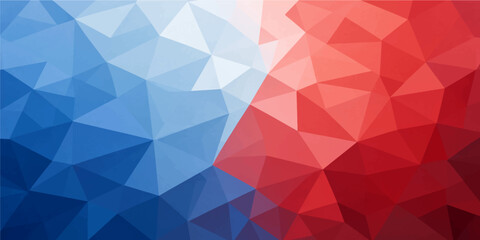 Fototapeta premium Abstract low poly geometric background with red and blue triangular mesh pattern for modern design