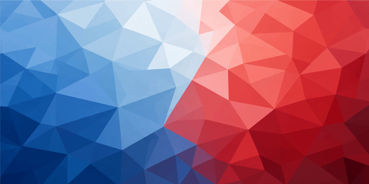 Abstract low poly geometric background with red and blue triangular mesh pattern for modern design