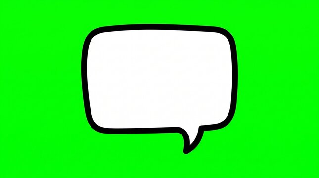 White comic speech bubble with black outline centered on a vibrant solid chroma key green background