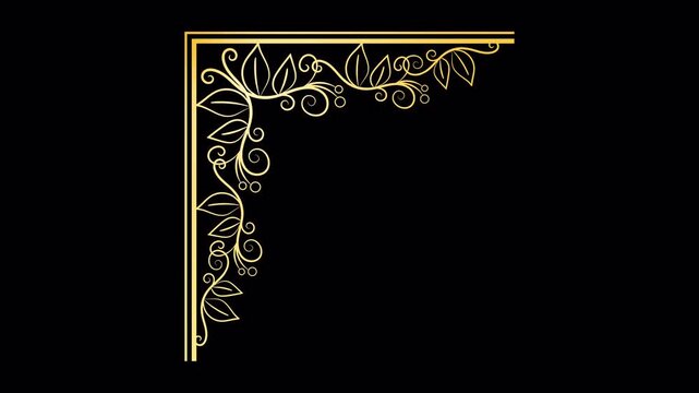 Elegant Gold Leaf Corner Frame Design with Swirls.