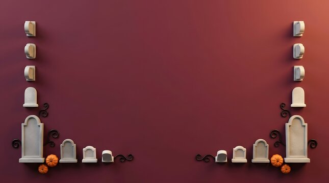 Halloween graveyard scene with tombstones pumpkins and a dark moody background