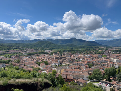 Olot cityscape from Cami del Montsacopa in Catalonia, Spain