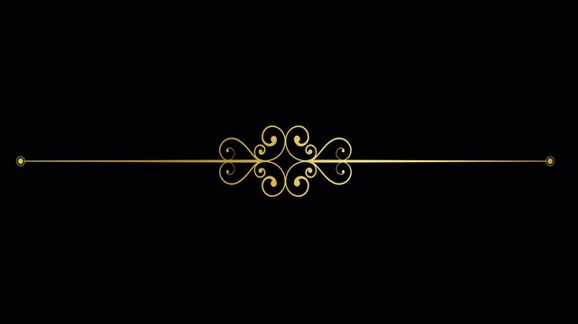Elegant Golden Ornamental Divider Line on Black Background.