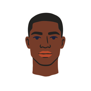 African american black man portrait avatar flat vector illustration.
