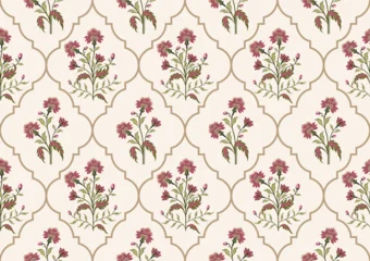 Vector Hand drawn colourful geometric flowers Motifs, textiles, wallpaper,clothing, wrapping paper, backdrop, banner, African boho paisley, seamless patterns, traditional, vintage, with floral for fab © nongnuch_l