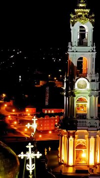 Vertical video. Sergiev Posad, Russia. The Trinity-Sergius Lavra is the largest male monastery of the Russian Orthodox Church with a long history. Located in the center of the city of Sergiev Posad. 