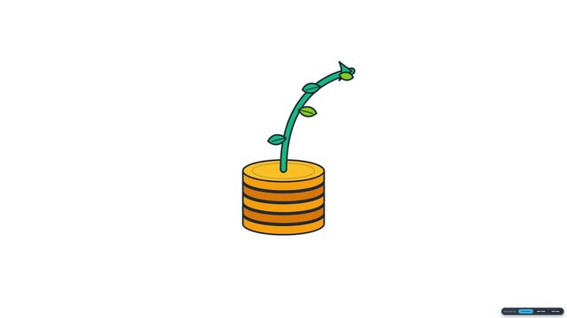 A stylized illustration of a money tree growing from stacked coins, symbolizing financial growth and investment