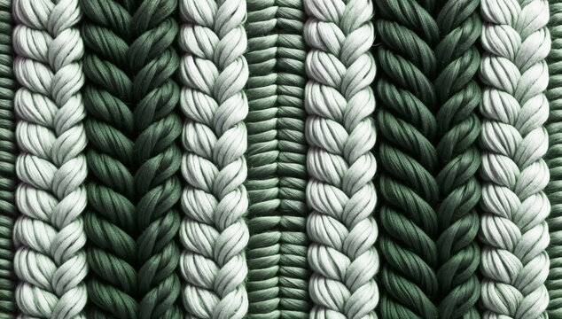 Large texture of interwoven synthetic fiber with green and white braided patterns for industrial textile and design projects.