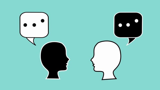 Modern metal health animation of silhouettes talking in vector style