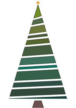 dessin d'un sapin vert aux formes g&eacute;om&eacute;triques