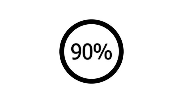 Abstract pie chart with 90 percent progress bar animation. Pie chart business and finance visual data representation.motion video animation.