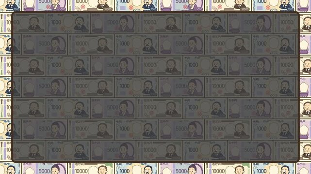 タイトルバックに使用できる日本のお札達(紙幣)のデフォルメ背景