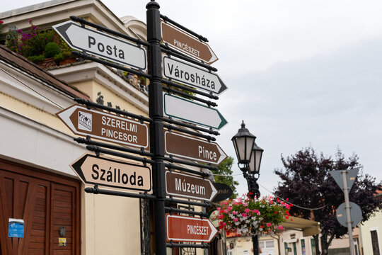 Directional Tourist Signpost in Tokaj Wine Region, Hungary